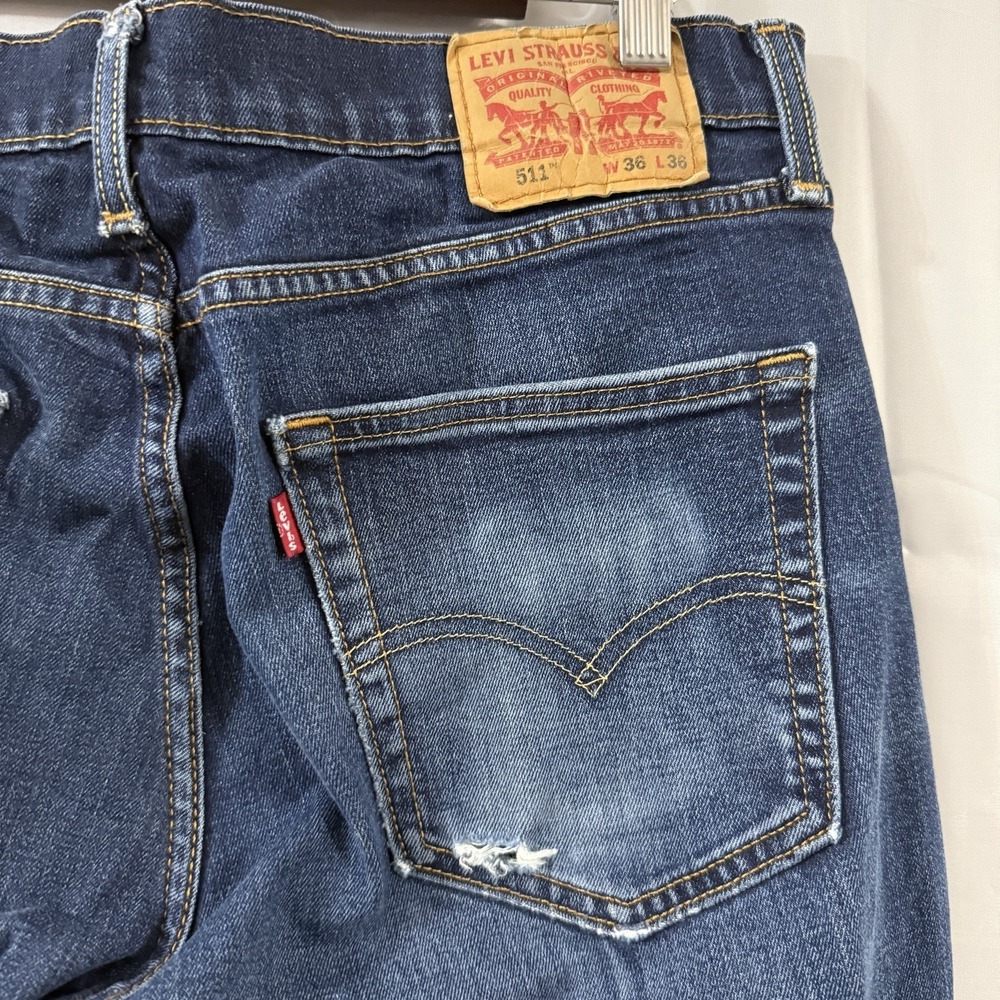 Levis 511 36x36 Fits 34x35 Mens Jeans Big & Tall Dark Wash - Picture 4 of 7